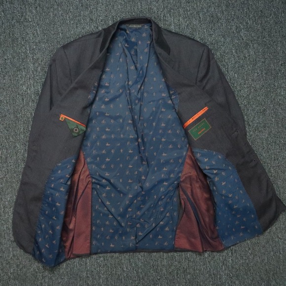 Ted Baker Blazer Mens 42R Gray Endurance Wool Double Vent Suit Jacket - Picture 3 of 15